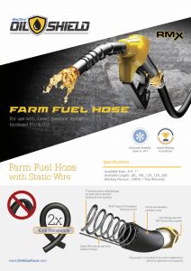 OilShield 3/4&quot; x 20' Rubber Farm Fuel Transfer Hose with Static Wire