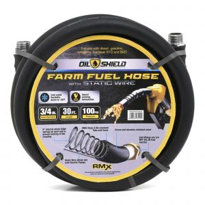 OilShield 3/4&quot; x 30' Rubber Farm Fuel Transfer Hose with Static Wire