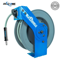 BluShield Rubber Pressure Washing Hose Reel 3/8" X 50 (Dual Arm) with 6' Lead-in-Hose - All In One