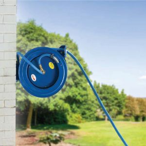 AG-Lite 100% Rubber 3/4" X 65' Water Hose XL Dual Arm 18 Gauge Retractable Reel.  3/4" Male and Female GHT Fittings.  500 PSI Burst Rating.  Includes 6' Lead In Hose and Nozzle