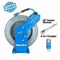 BluBird Dual-Arm Air Hose Reel All-In-One 1/2" x 50'
