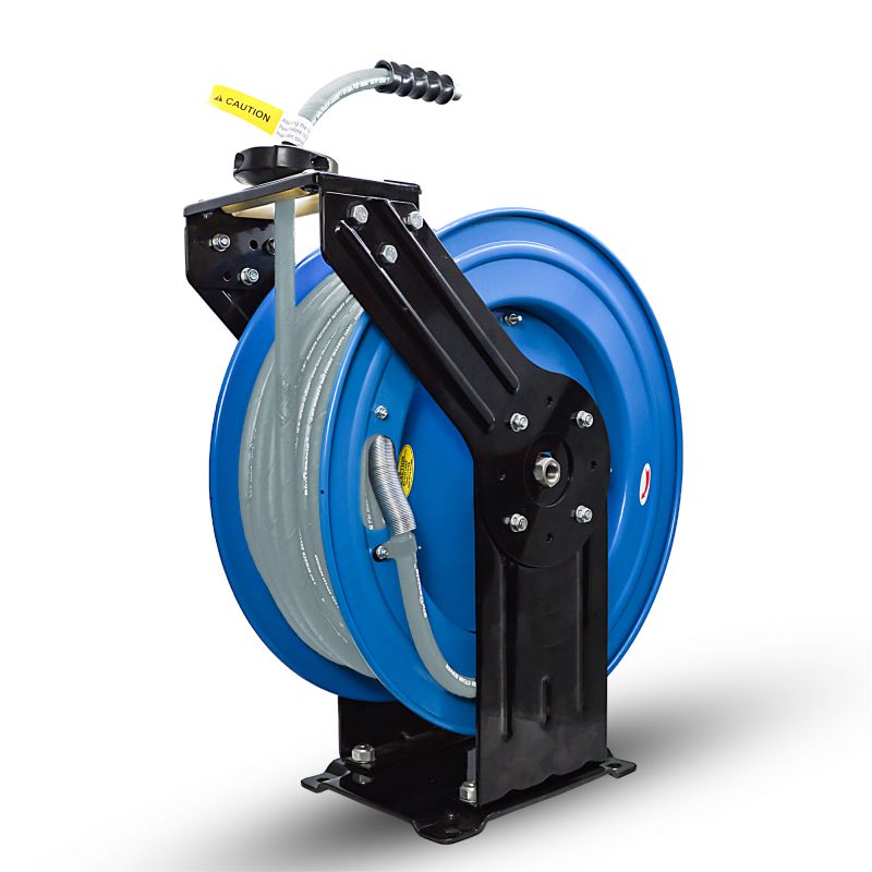 BluShied 3/8" X 100' Dual Arm Pressure Washer Hose and Reel Assembly