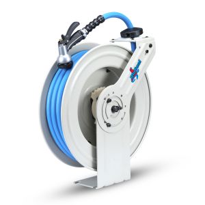 BluSeal Rubber Water Hose Reel 5/8" X 50 (Single Arm - Heavy Duty) with 6' Lead-in-Hose - All In One