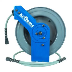 BluShield Rubber Pressure Washing Hose Reel 1/4" X 50(SA - HD) with 6' Lead-in-Hose - All in One