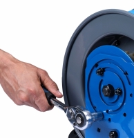 BluShield Rubber Pressure Washing Hose Reel 3/8" X 50 (Dual Arm) with 6' Lead-in-Hose - All In One