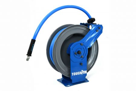 BluShield Rubber Pressure Washing Hose Reel 3/8" X 100(Dual Arm) with 6' Lead-in-Hose - All in One