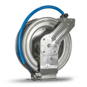 BluShield Stainless Steel Pressure Washer Hose Reel 3/8” x 50’ w/ 6' Lead-In Hose