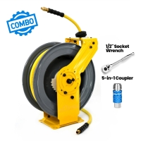 OilShield Dual-Arm Air Hose Reel All-In-One 1/2" x 50'