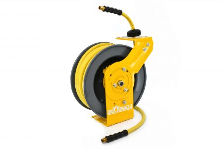 OilShield Rubber All-In-One 3/8" x 50' Air Hose Reel Heavy Duty Single Arm Assembly