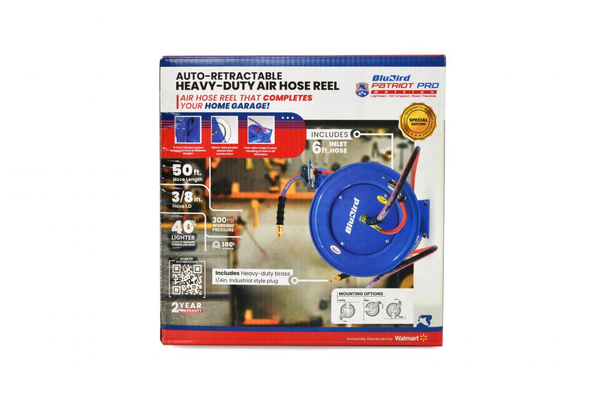 BluBird 1/2" X 50' Patriot Pro Rubber Air Hose Reel