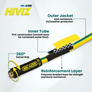 Ag-Lite High-Viz Hybrid Water Hose 5/8" x 50' - Yellow
