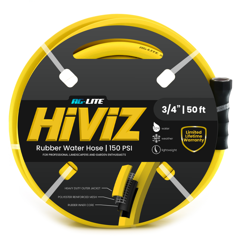 Ag-Lite HiViZ Rubber Water Hose 3/4" X 50'-Yellow