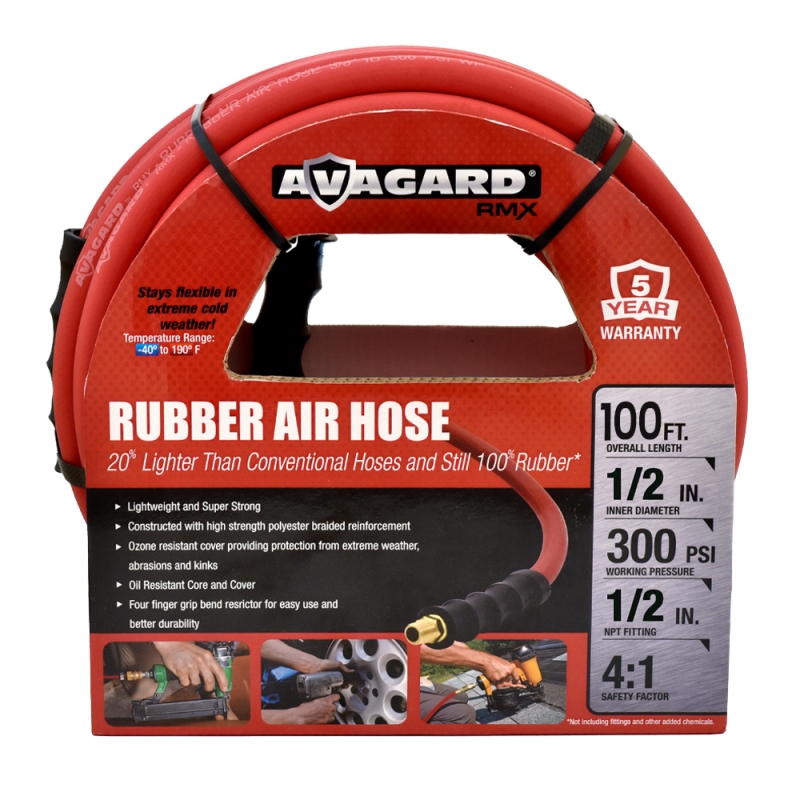 Avagard Rubber Air Hose Assembly 1/2" x 100'