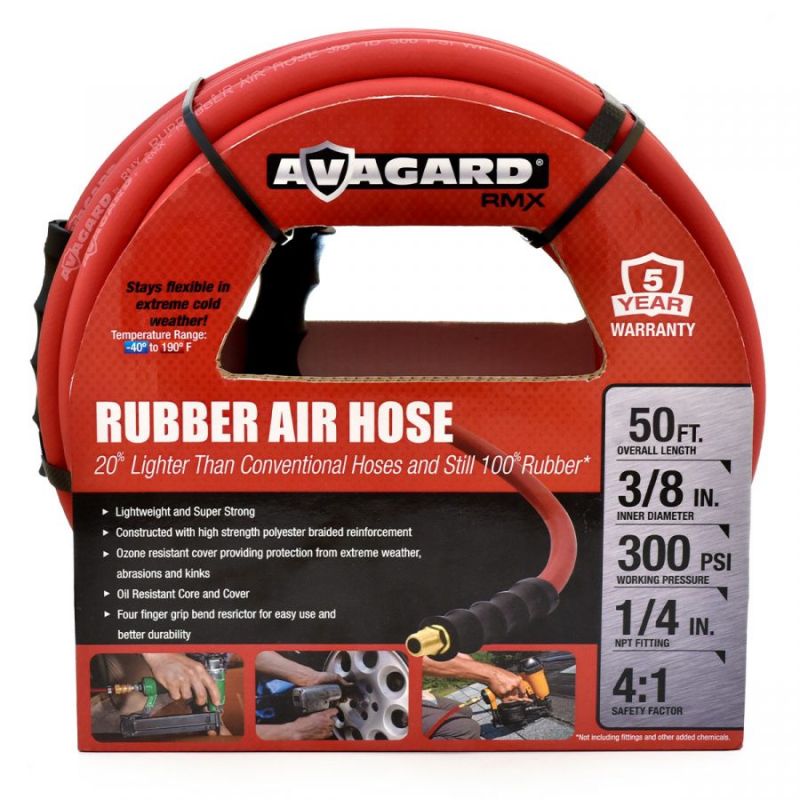 Avagard Rubber Air Hose Assembly 3/8" x 25'