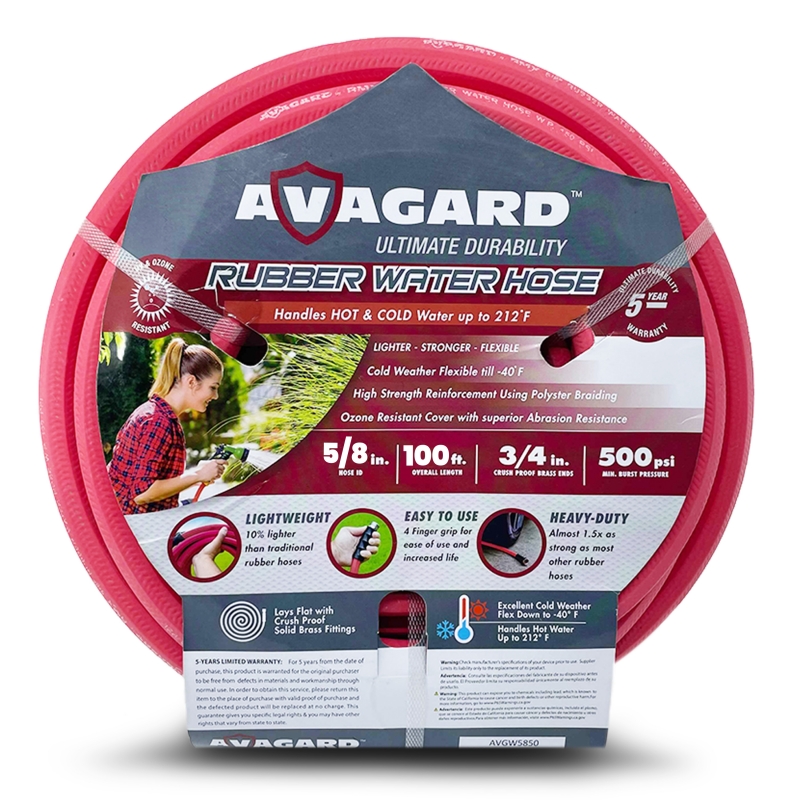 Avagard Rubber Water Hose Assembly 5/8" x 100'