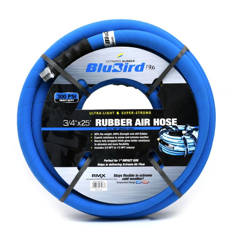 BluBird Pro Rubber Air Hose Assembly 3/4" x 25'