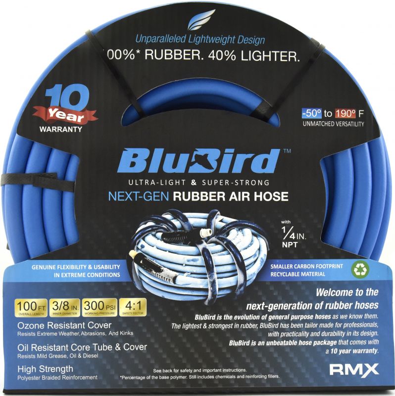 BluBird Rubber Air Hose Bulk 3/8" x 300'
