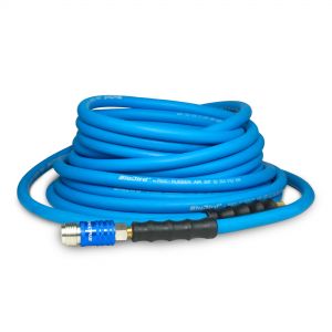 BluBird Rubber Air Hose 3/8" X 50'- 3/8" Male-NPT, 300 PSI, EPDM with Universal 5 in 1 Coupler