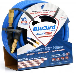 BluBird Rubber Air Hose Assembly 3/8" x 50' w/ Quick Connects