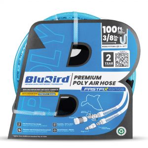 BluBird Poly Air Hose Assembly 3/8" X 100' with Fast FiX Field Repairable Fitting and Quick Connect Coupler