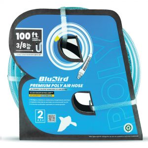 BluBird Poly Air Hose Assembly 3/8" X 100' with Fast FiX Field Repairable Fitting and Quick Connect Coupler