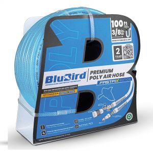 BluBird Poly Air Hose Assembly 3/8" X 100' with Fast FiX Field Repairable Fitting and Quick Connect Coupler