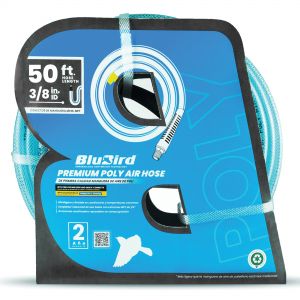BluBird Poly Air Hose Assembly 3/8" X 50' with Fast FiX Field Repairable Fitting and Quick Connect Coupler