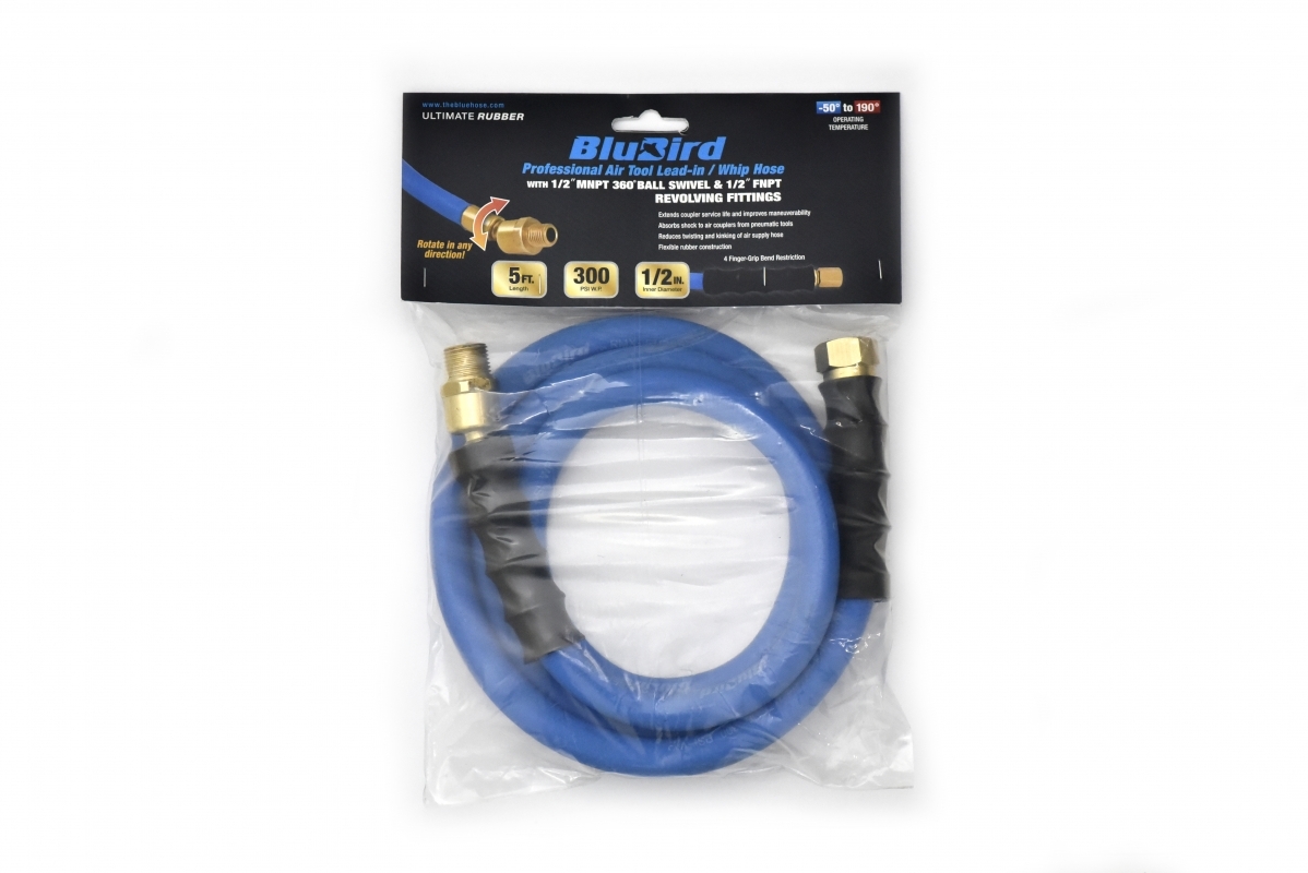 BluBird 1/2 x 5' Whip/Snubber Hose: Perfect for Industrial & Auto Needs