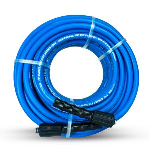 Tough-Tek Rubber Pressure Washing Hose 1/4" X 100' with M22 Coupler-BLUE