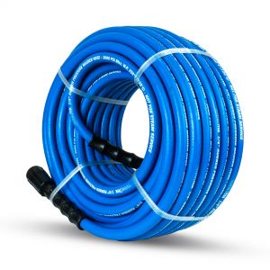 Tough-Tek Rubber Pressure Washing Hose 1/4" X 100' with M22 Coupler-BLUE