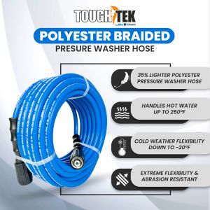 Tough-Tek Rubber Pressure Washing Hose 1/4" X 100' with M22 Coupler-BLUE