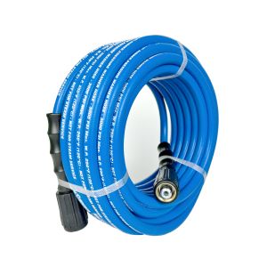 Tough-Tek Rubber Pressure Washing Hose 1/4" X 50' with M22 Coupler-BLUE