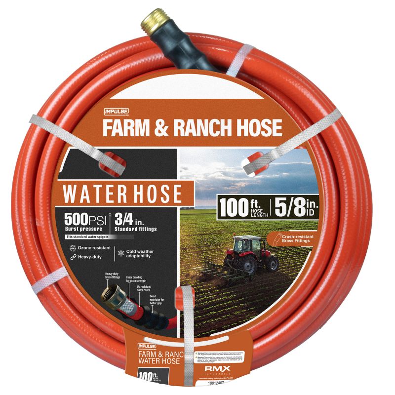 Impulse Farm & Ranch PVC Water Hose 5/8" x 100' - Red