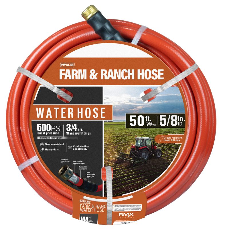 Impulse Farm & Ranch PVC Water Hose 5/8" x 50' - Red
