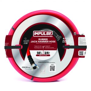 3/4"X50' Rubber Jackhammer Hose-Red- Universal Coupler without Bend Restrictors