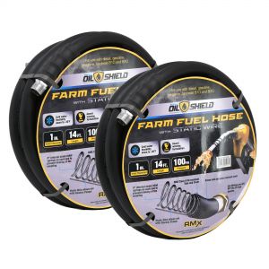 OilShield 1&quot; X 12' Rubber Farm Fuel Transfer Hose with Static Wire - 2 pack