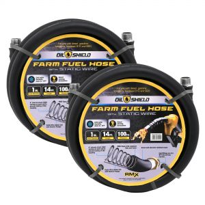 OilShield 1&quot; X 14' Rubber Farm Fuel Transfer Hose with Static Wire - 2 pack