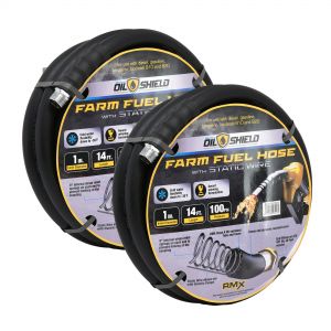 OilShield 1" X 14' Rubber Farm Fuel Transfer Hose with Static Wire - 2 pack