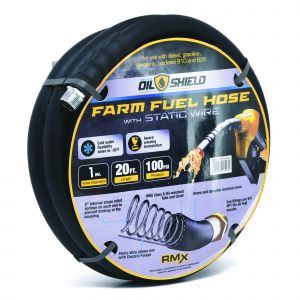 OilShield 1" x 20' Rubber Farm Fuel Transfer Hose with Static Wire
