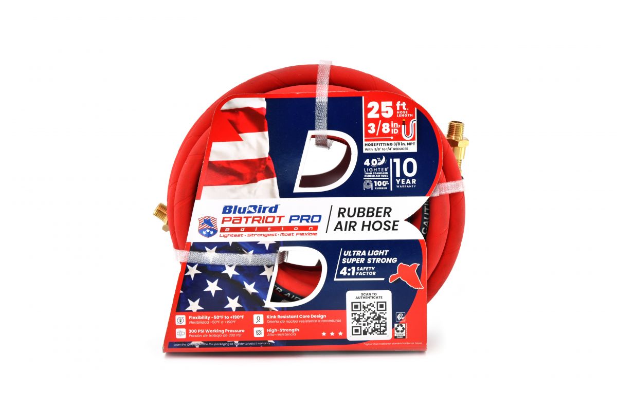 BluBird 1/2" X 25' Patriot Pro Rubber Air Hose