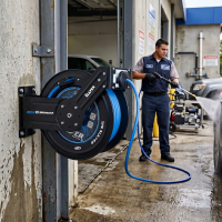 Blu Shield The Slayer Hybrid Pressure Washing Hose Reel 1/4" X 100'