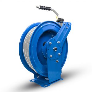 Blu Shield Rubber Pressure Washing Hose Reel 3/8" X 50' (Dual Arm)with 6' Lead-in-Hose